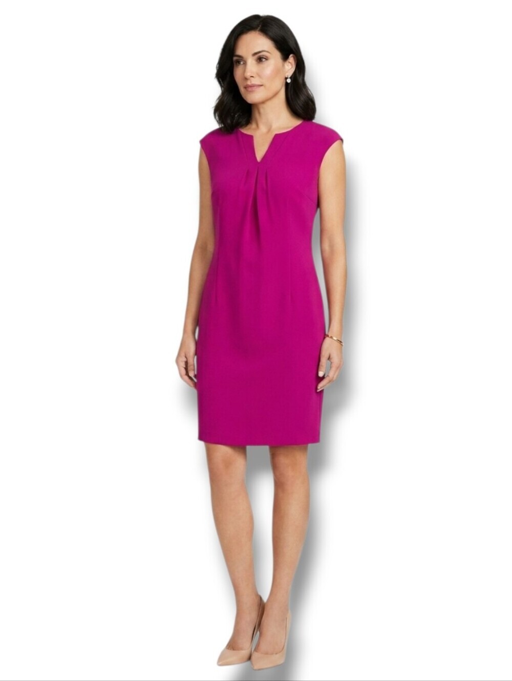 Ellen Tracy women's Magenta Pleated Sheath Dress Size 12